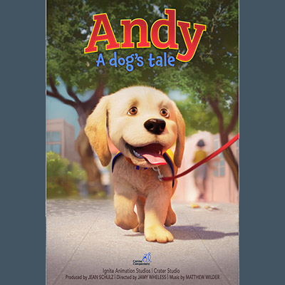 an image of a dog with text Andy a Dog's Tale