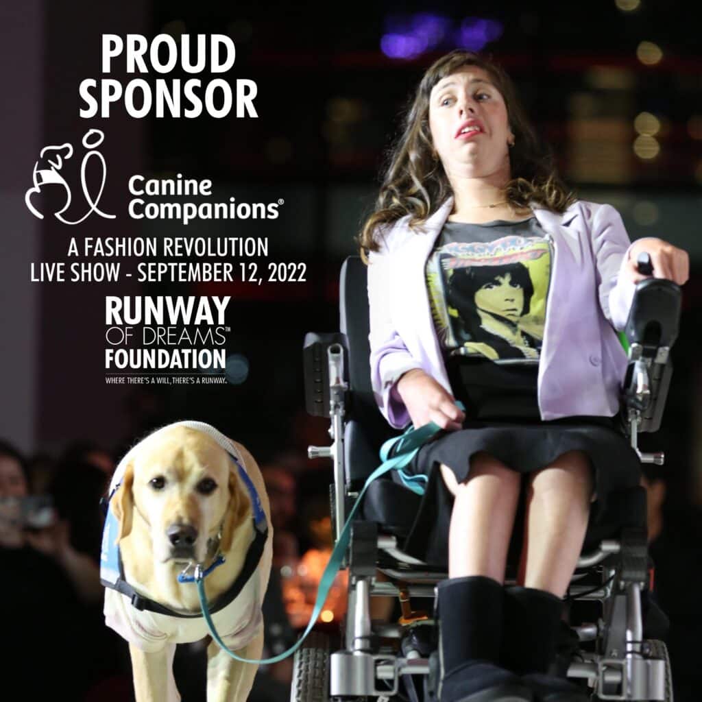 Young woman and her service dog on a runway