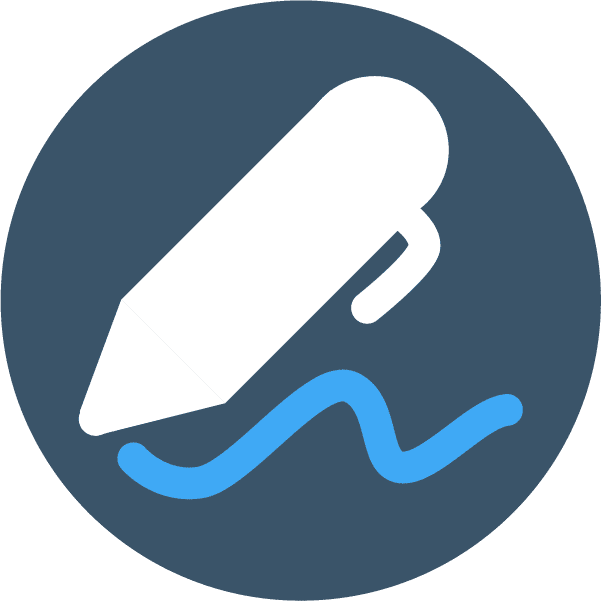 Icon with a pen drawing a wavy line