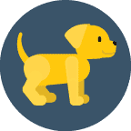 Icon with a yellow colored puppy
