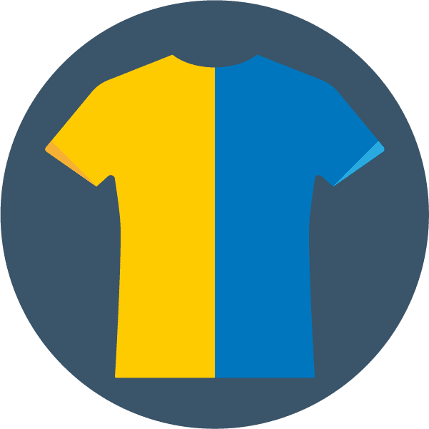 icon with a tshirt that is half blue half yellow