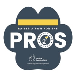 Small image of the service dog month PROS donation pinup