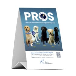 Small image of the service dog month PROS table tent