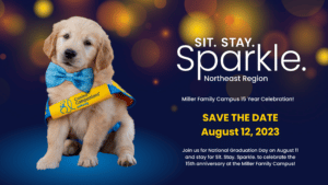 Flyer for Sit Stay Sparkle Northeast Region save the date August 12, 2023