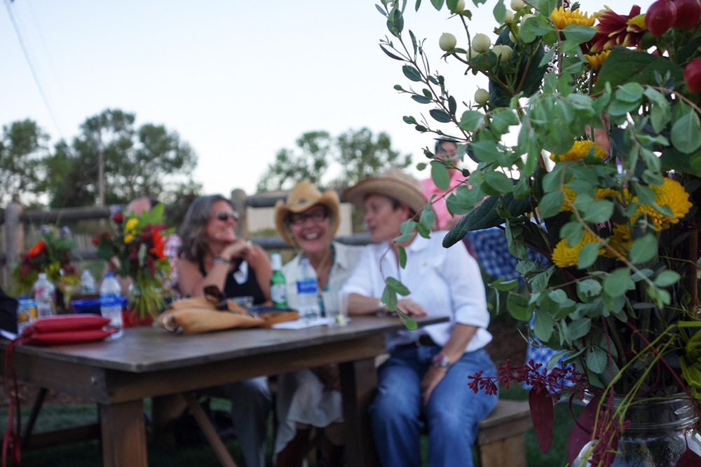 women at picninc table