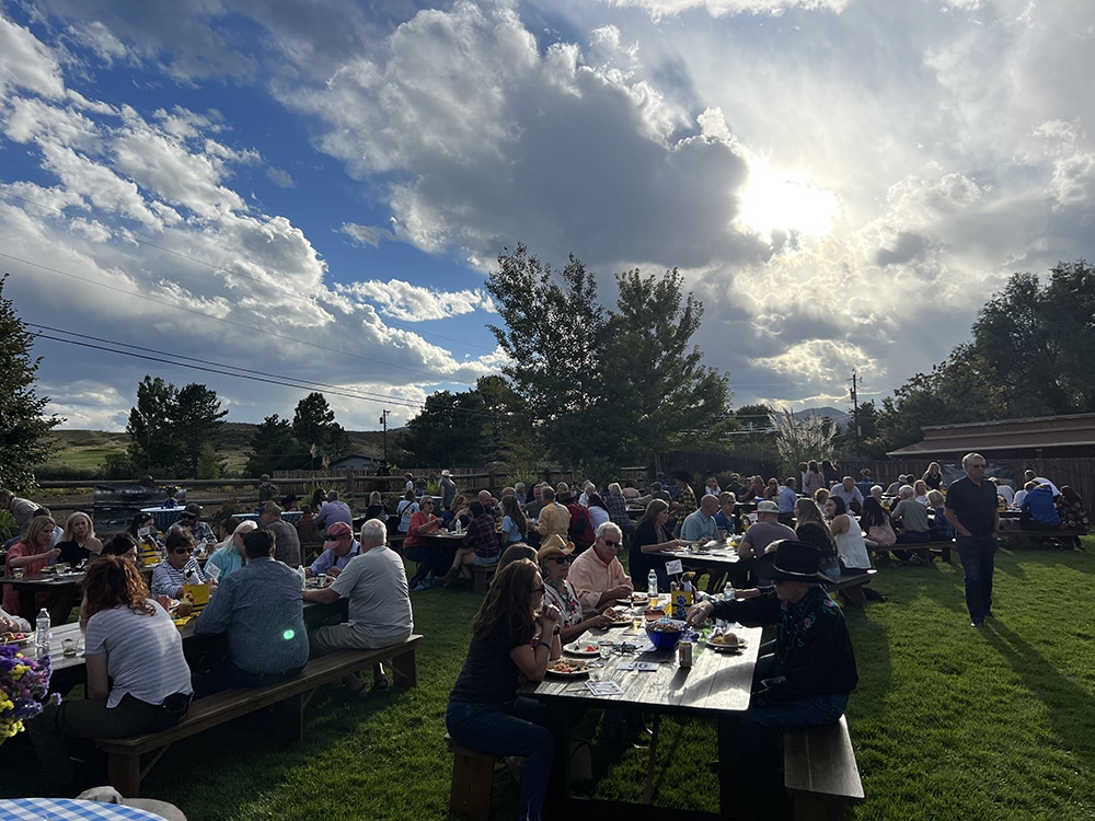 group of people seating at picnic tables