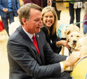 Virginia Governor Younkin and First Lady Suzanne Younkin with Canine Companions future service dogs