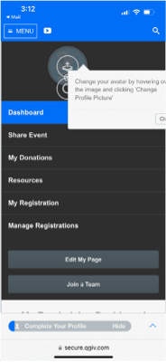Screenshot of the app where user can edit the avatar