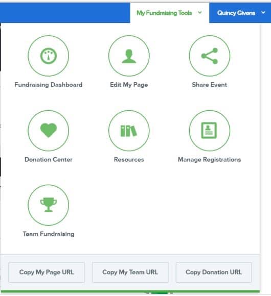 My fundraising tools tab