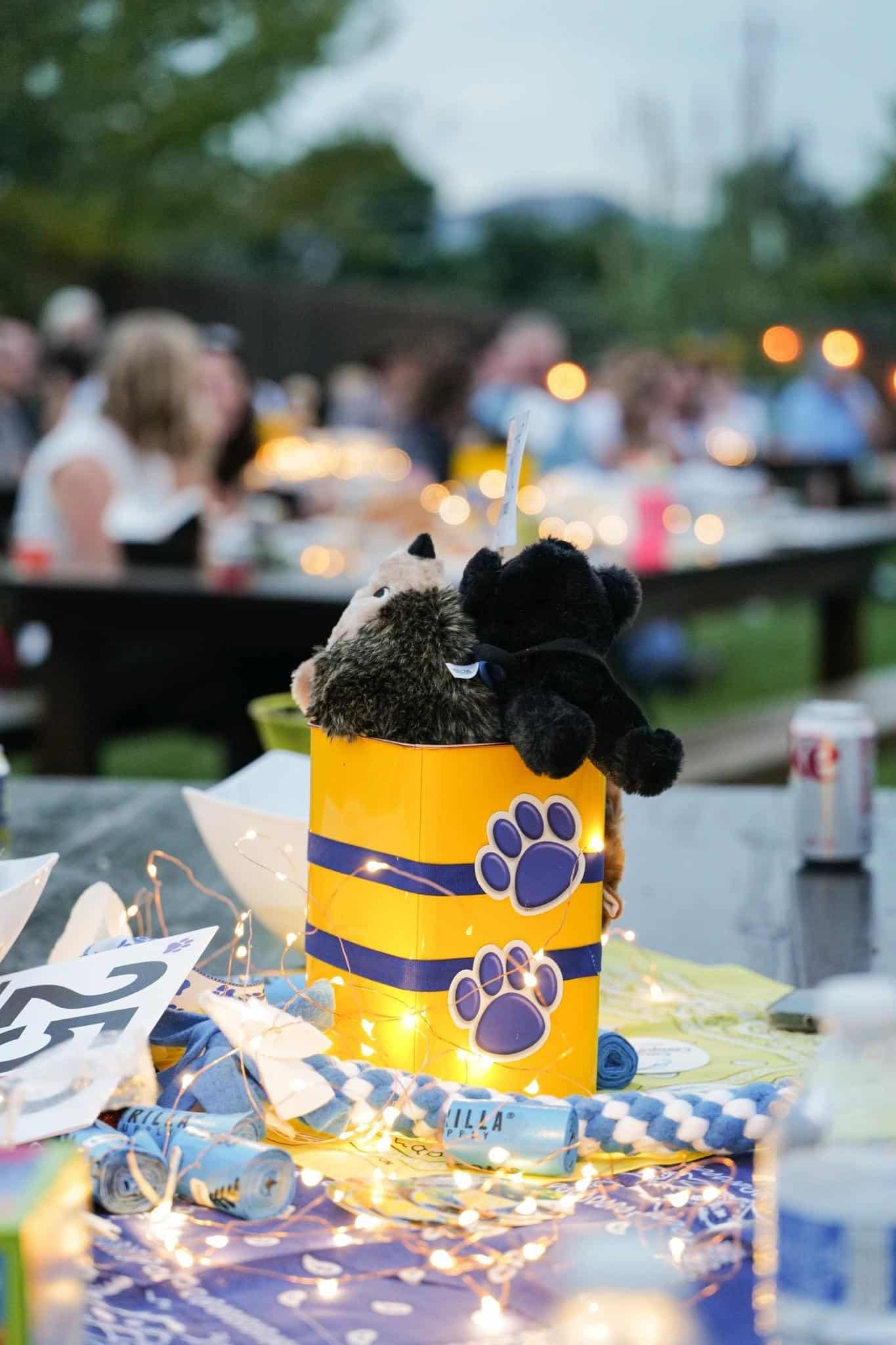 a gift box on a table at an event