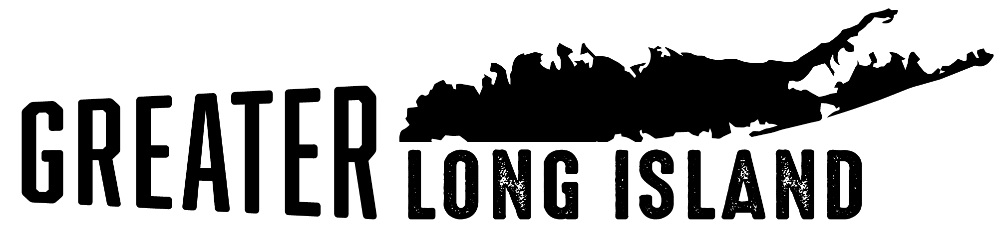 Greater Long Island logo with black silhouette of Long Island.