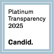 A logo featuring the text 'Platinum Transparency 2025' in a bold font at the top, followed by the word 'Candid.' in a larger, bold font at the bottom, all contained within a light blue square border.