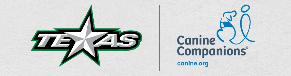 Logos for the Texas Stars hockey team and Canine Companions